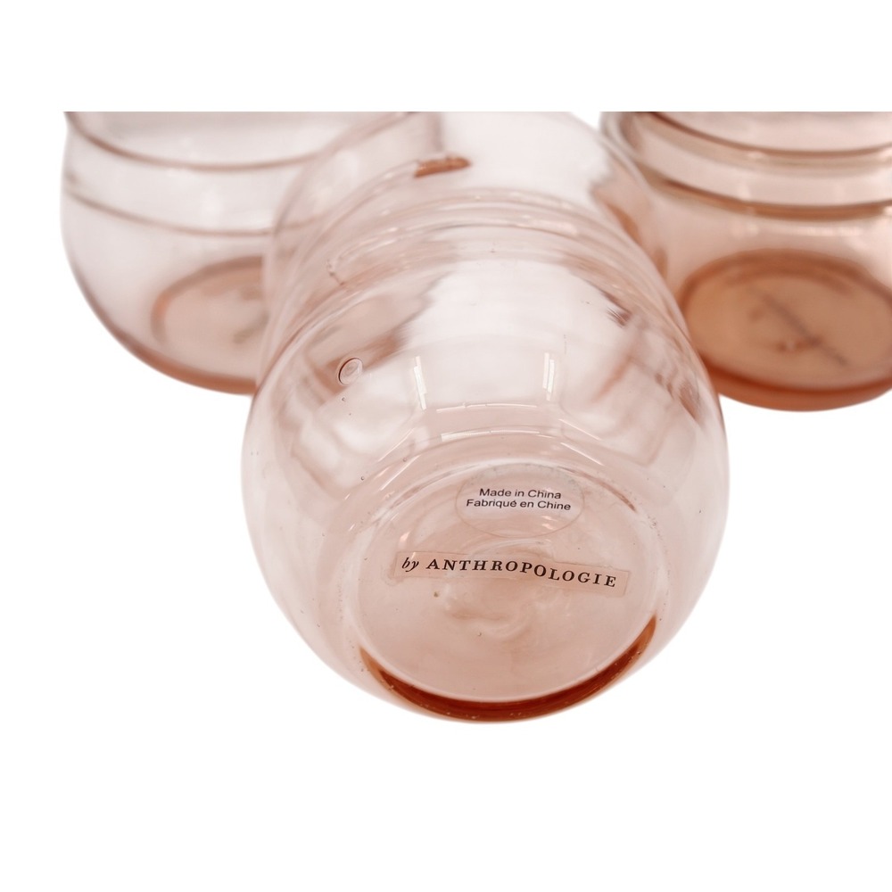 Anthropologie Artois Swirl Glass Tumbler set of 3 Pink Peach Hand Blown - Picture 3 of 5
